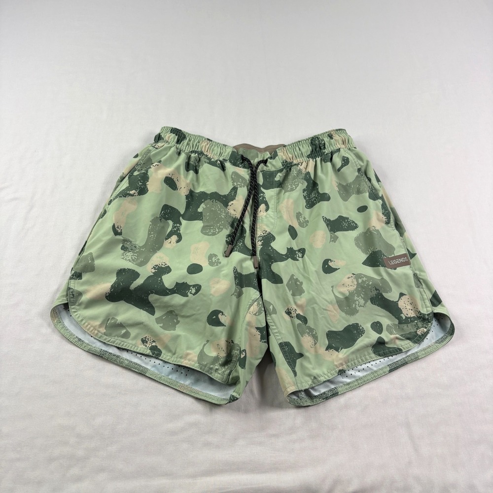 Legends Luka Shorts Mens M Green Camo Athletic Lined Gym Performance Running